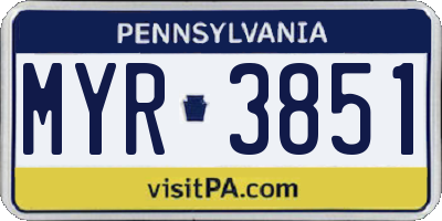 PA license plate MYR3851