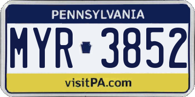 PA license plate MYR3852