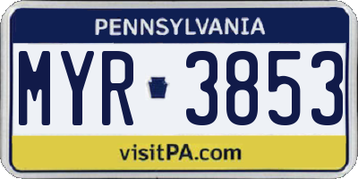 PA license plate MYR3853