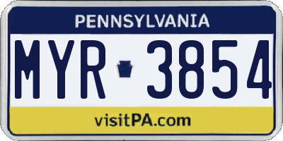 PA license plate MYR3854