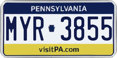 PA license plate MYR3855