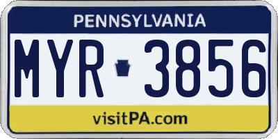 PA license plate MYR3856