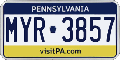 PA license plate MYR3857