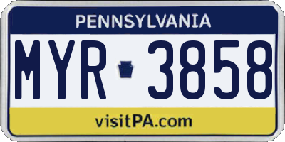 PA license plate MYR3858