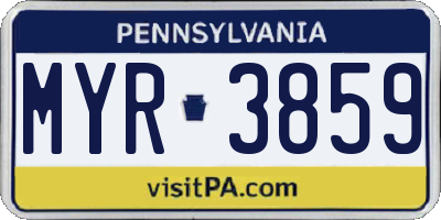 PA license plate MYR3859