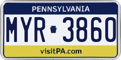 PA license plate MYR3860