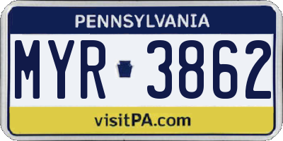 PA license plate MYR3862
