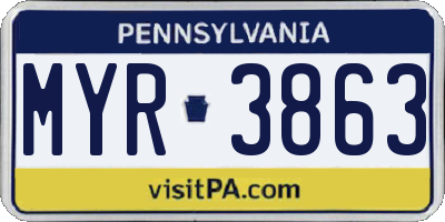PA license plate MYR3863