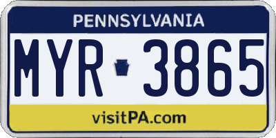PA license plate MYR3865