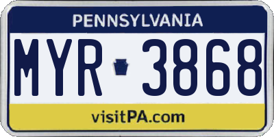 PA license plate MYR3868