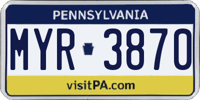 PA license plate MYR3870