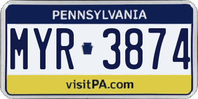 PA license plate MYR3874