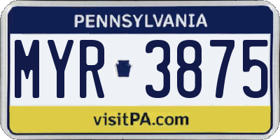 PA license plate MYR3875