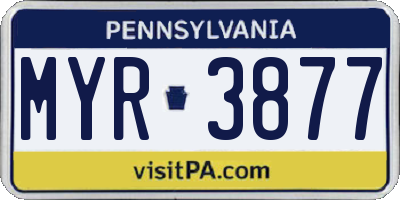 PA license plate MYR3877