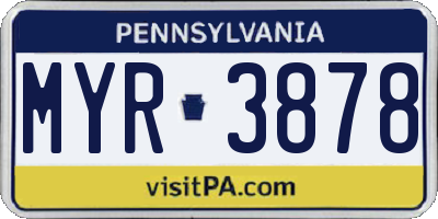 PA license plate MYR3878