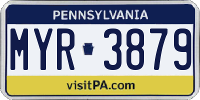 PA license plate MYR3879