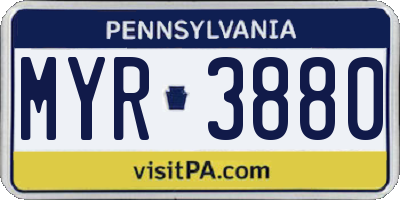 PA license plate MYR3880