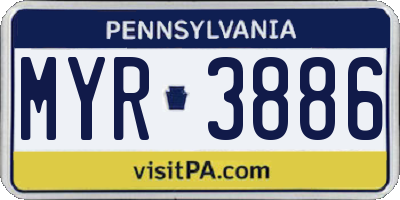 PA license plate MYR3886
