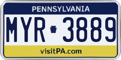 PA license plate MYR3889