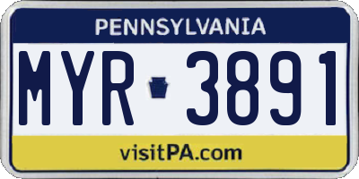PA license plate MYR3891