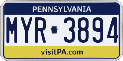 PA license plate MYR3894