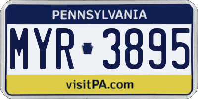 PA license plate MYR3895