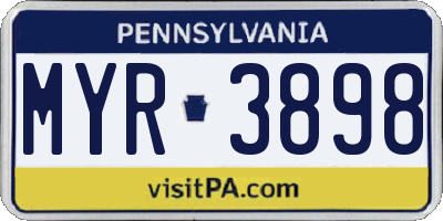 PA license plate MYR3898
