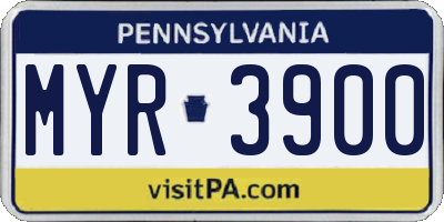PA license plate MYR3900