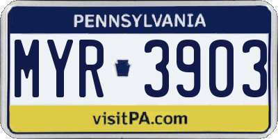 PA license plate MYR3903