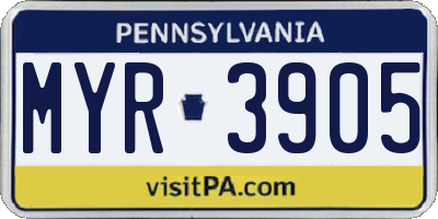 PA license plate MYR3905