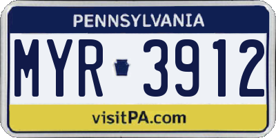PA license plate MYR3912