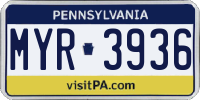 PA license plate MYR3936