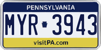PA license plate MYR3943