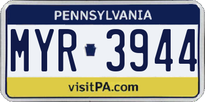 PA license plate MYR3944