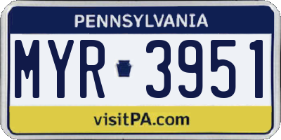PA license plate MYR3951