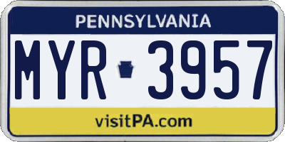 PA license plate MYR3957