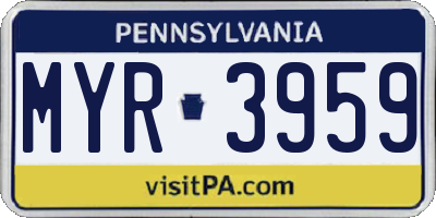 PA license plate MYR3959