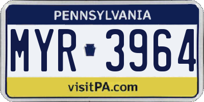 PA license plate MYR3964