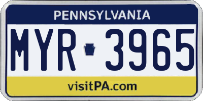 PA license plate MYR3965