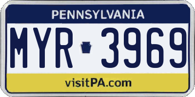 PA license plate MYR3969