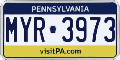PA license plate MYR3973