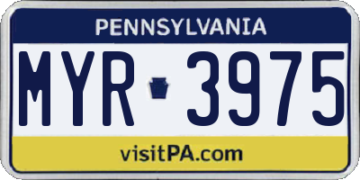 PA license plate MYR3975