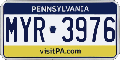 PA license plate MYR3976