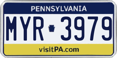 PA license plate MYR3979