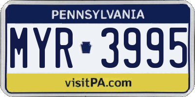 PA license plate MYR3995