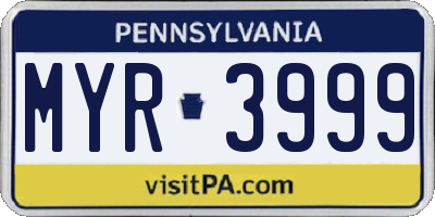 PA license plate MYR3999