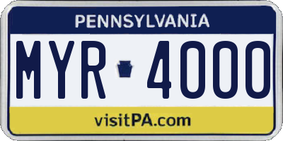 PA license plate MYR4000