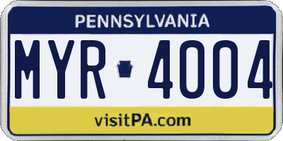 PA license plate MYR4004