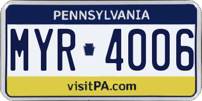 PA license plate MYR4006