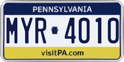 PA license plate MYR4010